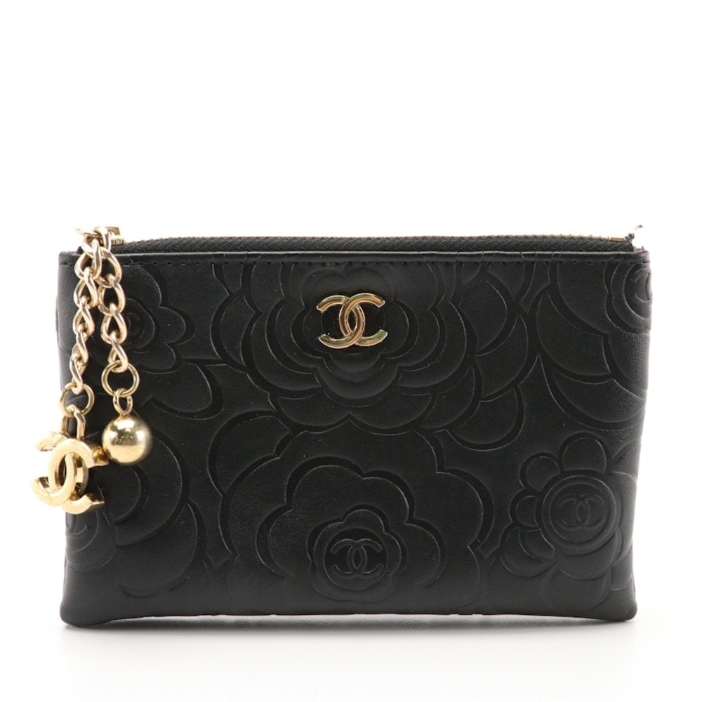 Chanel Makeup Bag purse chain CC black charm zippy pouch clutch wallet - Picture 2 of 8